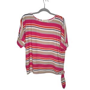 Michael Kors Multicolored Striped Tie Hem Blouse Size S